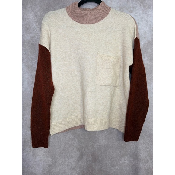Madewell Sweaters - Madewell Redmond Womens Color Block Mock Neck Sweater Wool Blend Size Small‎